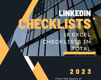 Hoja de cálculo de Excel: Colección CheckList de LinkedIn. 18 listas completas te ayudarán a tener éxito con tu perfil de LinkedIn y tu perfil comercial.