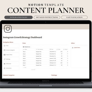 Notion Template Instagram Content Planner | Notion Social Media Planner | Digital Content Creator Template | Social Media Content Calendar