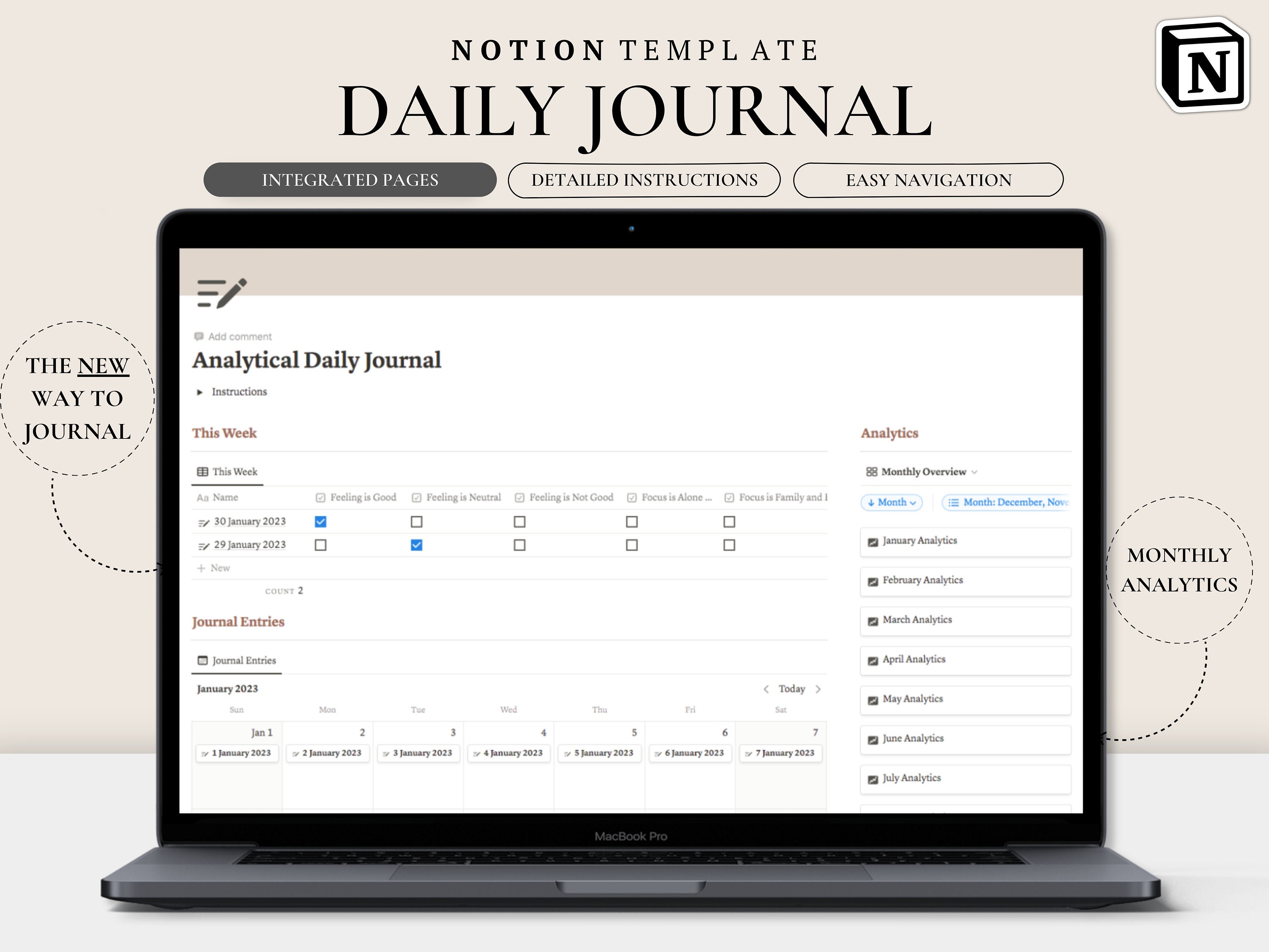 Notion Daily Journal | Notion Habit Tracker | Notion Mood Tracker, Sleep Tracker, Routine ...