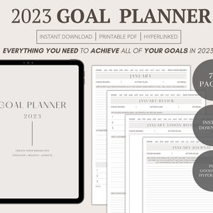 Digital Goal Planner | Goodnotes Goal Tracker and Goal Planning | 2023 Goal Setting | Daily Productivity | Personal Development Templates