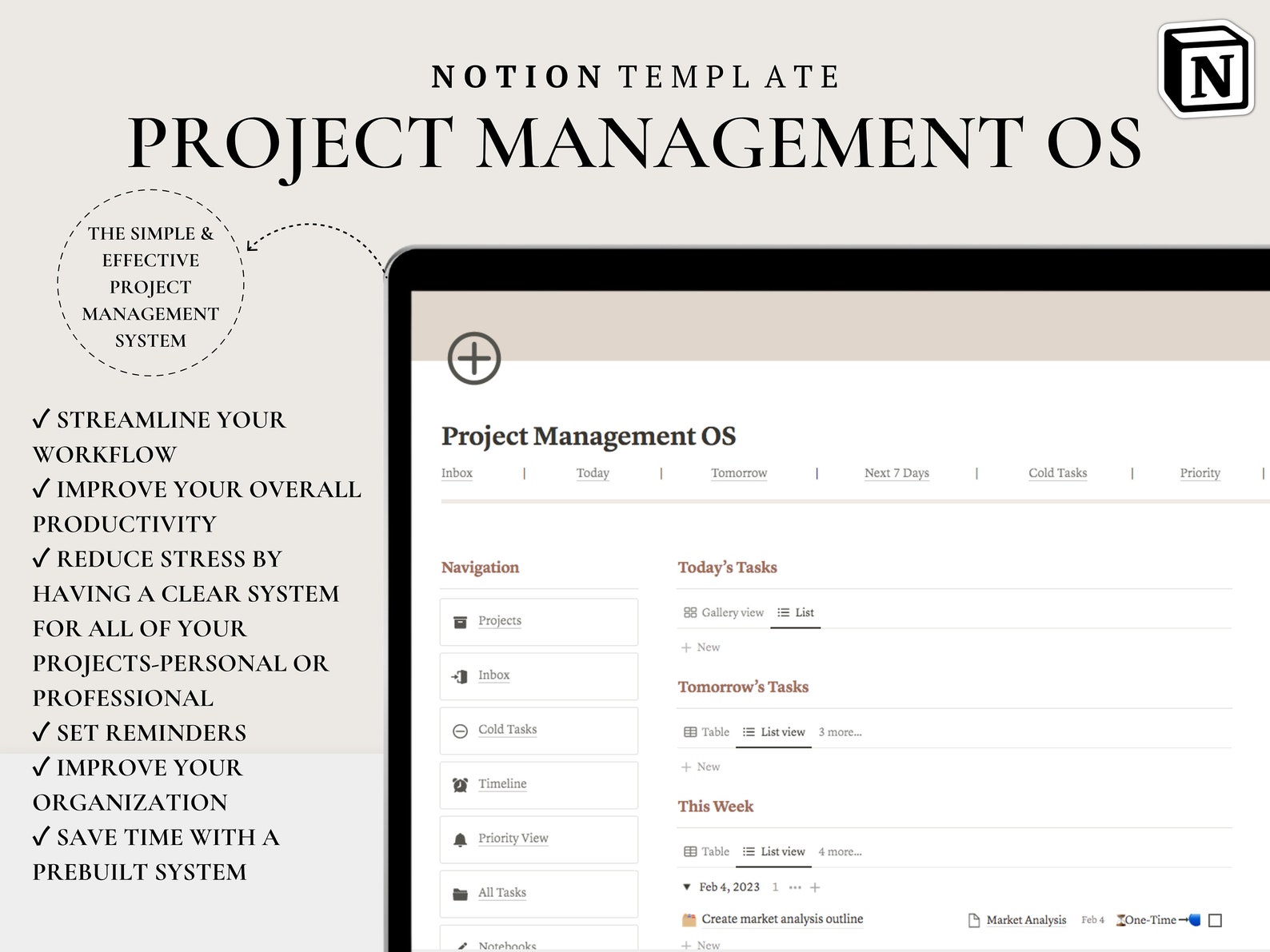 Notion Project Management OS | Notion Project Planner | Task Management ...