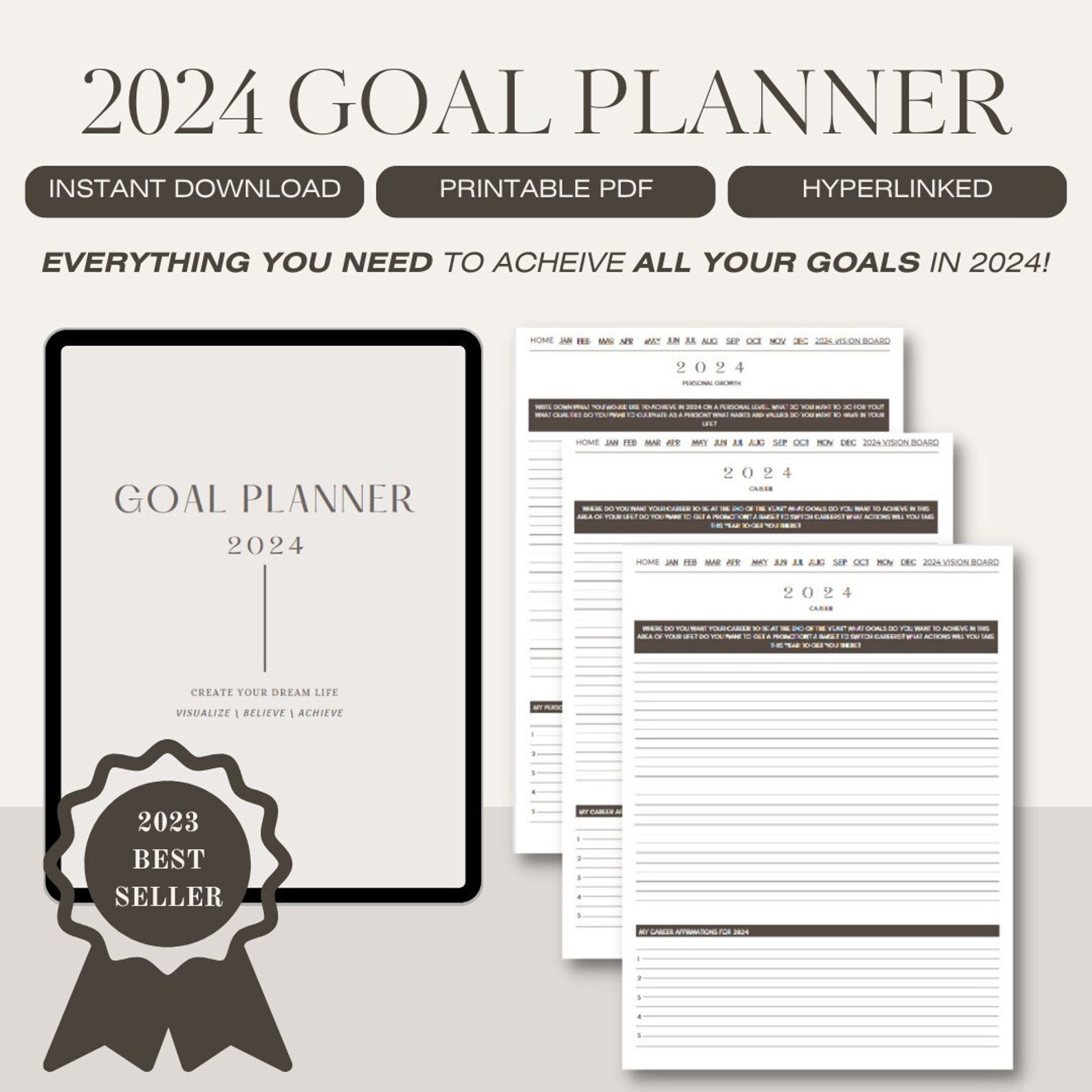 2024 Digital Goal Planner for Goodnotes - Daily Productivity & Personal ...