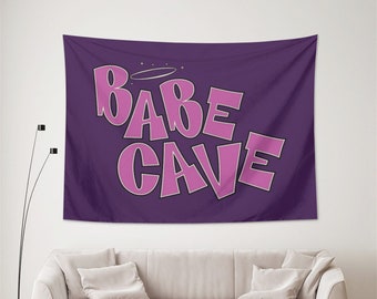 Babe Cave Tapestry, Cute Lovely Teen Girl Tapestries Wall Hanging Funny Party Backdrop Party Decorations for College Dorm Teen Bedroom Room