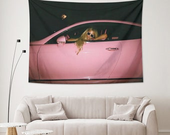 Tapisserie de voiture rose Y2K tapisseries drôles tenture murale esthétique pour chambre salon dortoir universitaire décorations de fête