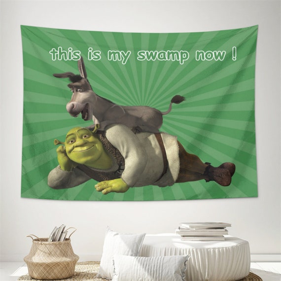 Shrek Get Out of My Swamp Meme Funny Wall Tapestry