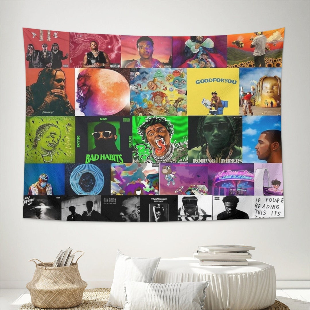 Album Cover Collage Tapestry Wall Hanging Tapestries Rapper Etsy