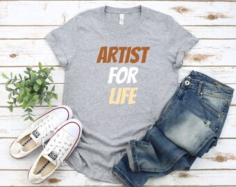 Artist for Life-shirt met print, zacht katoenen Artist Lover-shirt