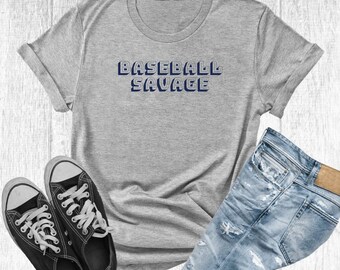 Baseball Savage T-shirt, cadeau honkballiefhebber, zacht katoenen T-shirt