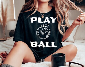 Play Ball-T-shirt, leuk honkbalseizoen, zacht katoen