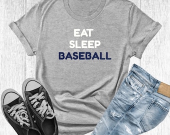 Honkbal-T-shirt Eat Sleep, cadeau honkballiefhebber