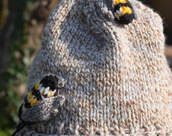 Hand knitted 'Bees' Hat Made to Order