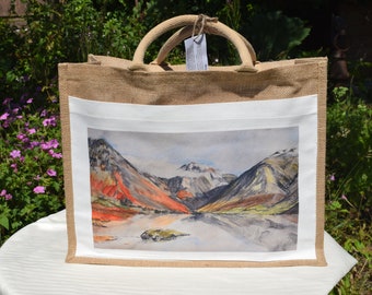 Large Jute bag with Artwork on front pocket