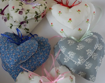 Hearts  set of two vintage Laura Ashley hand sewn ( no machines) hearts