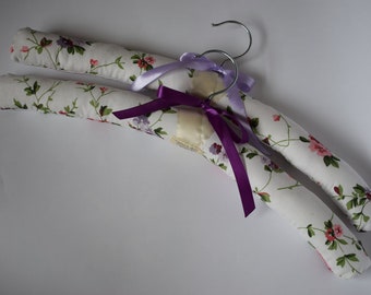 Hand sewn Padded coat hangers in vintage Laura Ashley fabric. Set of two.