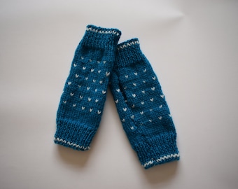 Hand knitted fingerless mittens