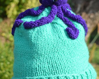 Hand knitted Octopus Hat Acrylic Made to Order.