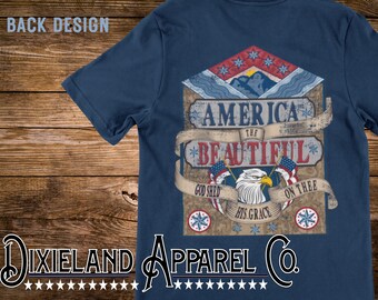 PATRIOTTISCH GRAFISCH T-STUK| Comfortkleuren Unisex. Vier het T-shirt van Amerika | Rood, wit en blauw | Amerika de Schone | 4 juli | 1776