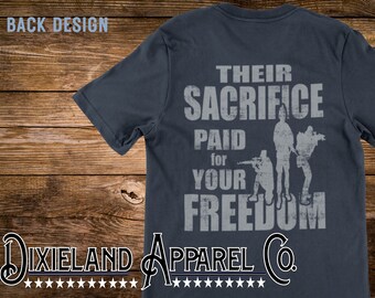 PATRIOTIC GRAPHIC TEE, Their Sacrifice Paid for Your Freedom, Comfort Colors Unisex gift for Veteran for Memorial Day, Veterans Day