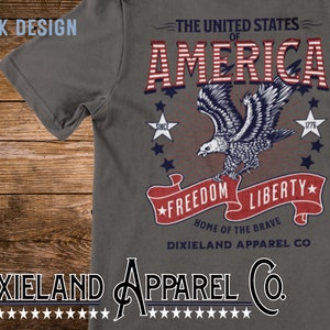 USA Patriotic Graphic T-shirt,  Pepper Comfort Colors Unisex , Red, White and Blue, Liberty, Freedom. gift for patriotic American, Veteran