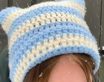 Custom Crochet Cat Ear Beanie Hat