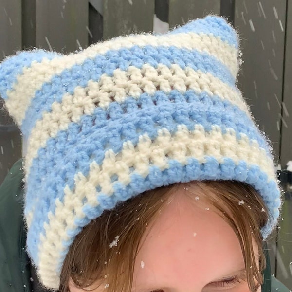 Custom Crochet Cat Ear Beanie Hat