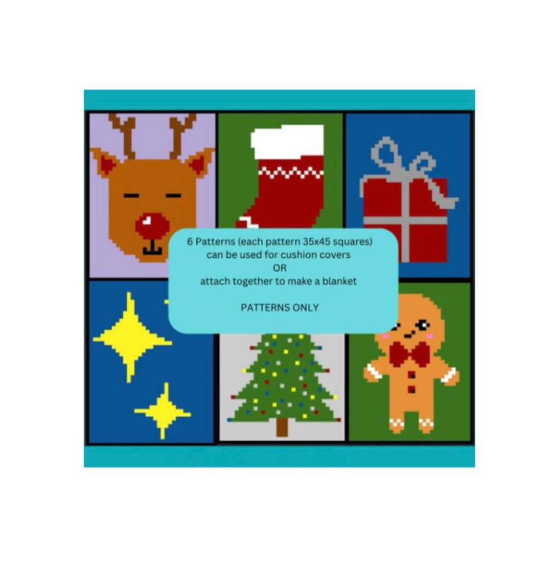 6 Christmas C2C Crochet Pattern Bundle Afghan Graphghan Etsy