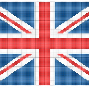 Union Jack C2C Häkel- und Kreuzstichmuster | afghanisch | Graphghan | pixel Decke | 120x90