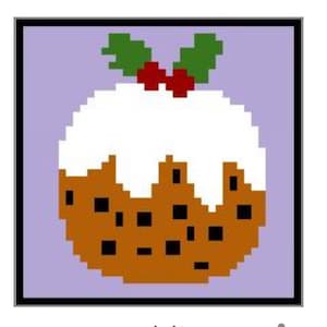 Funda de cojín Pudin de Navidad C2C Patrón de crochet y punto de cruz / cojín pixelado / 40x40