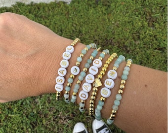 Personalized Name Beaded Bracelet: Custom Stacking Mama Bracelet