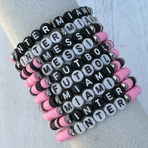 Inter Miami Messi Bracelet Custom Name Heishi Bead Bracelet Inter Miami Bracelet Messi Accessories Pulsera Messi Clay Bead Bracelet for Fans