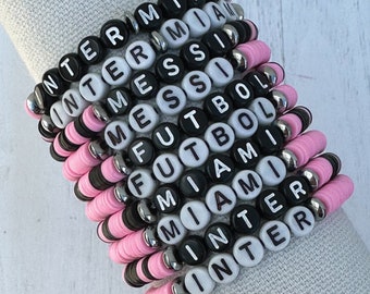 Inter Miami Messi Bracelet: Custom Name Heishi Clay Bead Bracelet