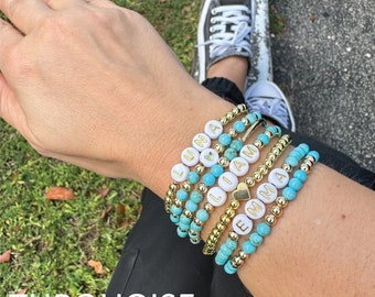 Custom Name Beaded Bracelet Stacking Mama & Kids Bracelet Gift