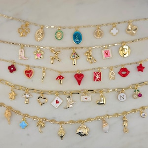 Build Your Own Custom Charm Necklace/Bracelet Pick Your Charms Customizable Charm Chunky Necklace Multi Charm Necklace DIY Vintage Style