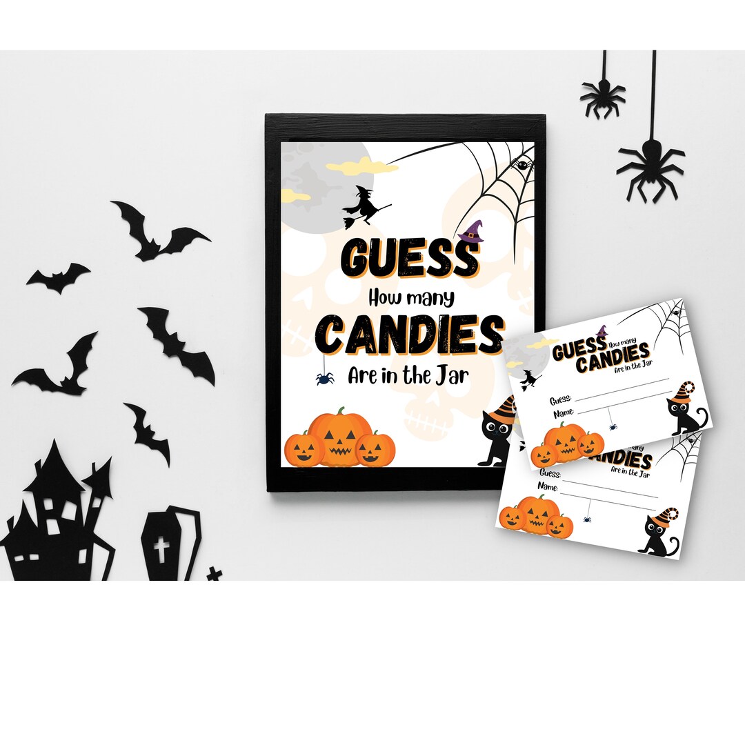Game Guess How Many Candies Are in the Jar Halloween Baby Shower