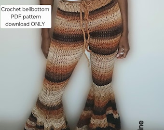 Crochet Bellbottom Pants Pattern: Flowy Boho Style (PDF Pattern) ALL SIZES