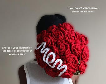 Handgemaakt gehaakt bloemboeket | Forever Roses, bloemstuk op maat