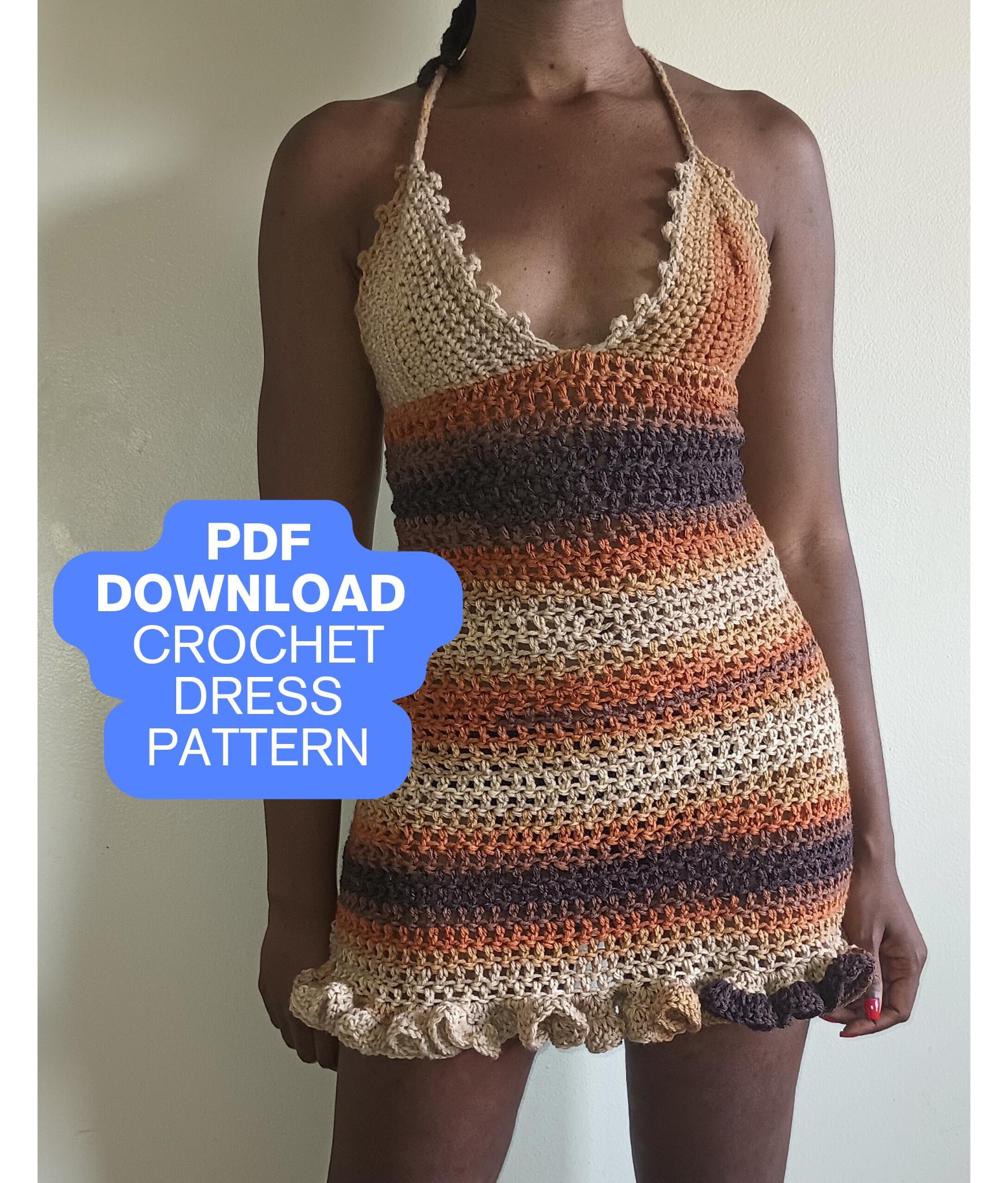 パーティードレス Roude Ruffled Crochet Knit Dress Rad Ruffle Dress Crochet Pattern - Etsy