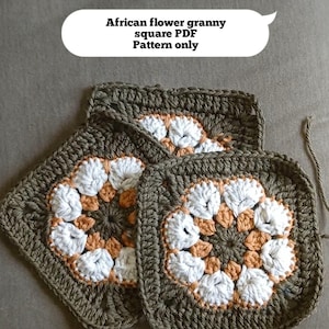 African Flower square pdf pattern