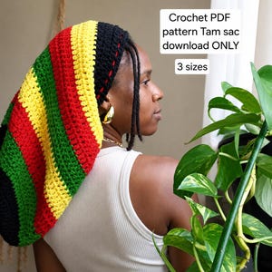 Crochet Tam Hat Pattern PDF, Slouchy Loc Hat, Beginner Boho Beanie (Instant Download)