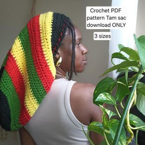 Patrón de sombrero Tam de ganchillo PDF, sombrero Slouchy Loc, gorro Boho para principiantes (descarga instantánea)