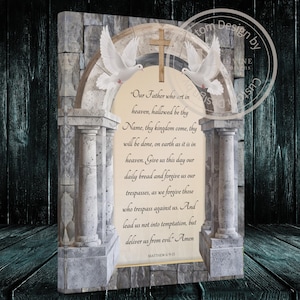 Lord&#39;s Prayer Canvas Wrap, The Lord&#39;s Prayer Wall Art, Bible Verse Matthew 6:9-13, Christian Wall Art, Art for Home, Our Father Prayer 16x20