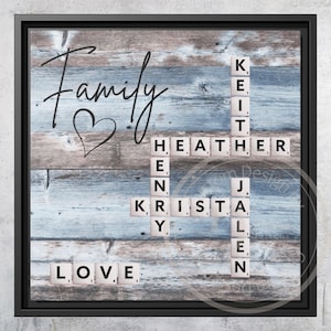 Personalized Family Love Canvas Wall Art, Custom Family Name Art, Gift for Family, Heartfelt Wall Hanging, Housewarming Family Gift Wall Art