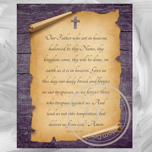 The Lord&#39;s Prayer Wall Art, Bible Verse Matthew 6:9-13, Christian Wall Art, Lord&#39;s Prayer Canvas Wrap, Art for Home, Our Father Prayer 16x20