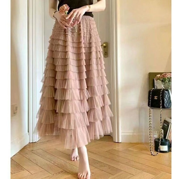 70s 80s 90s Fairy Layered Ruffle Tulle Long Skirt Birthday - Etsy