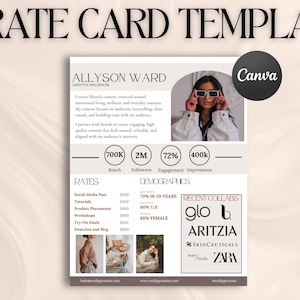 Luxe Ersteller Preisliste Vorlage Canva | Influencer Preisblatt | UGC Preisliste | Service Preisführer | Ästhetisches Media Kit Add-On