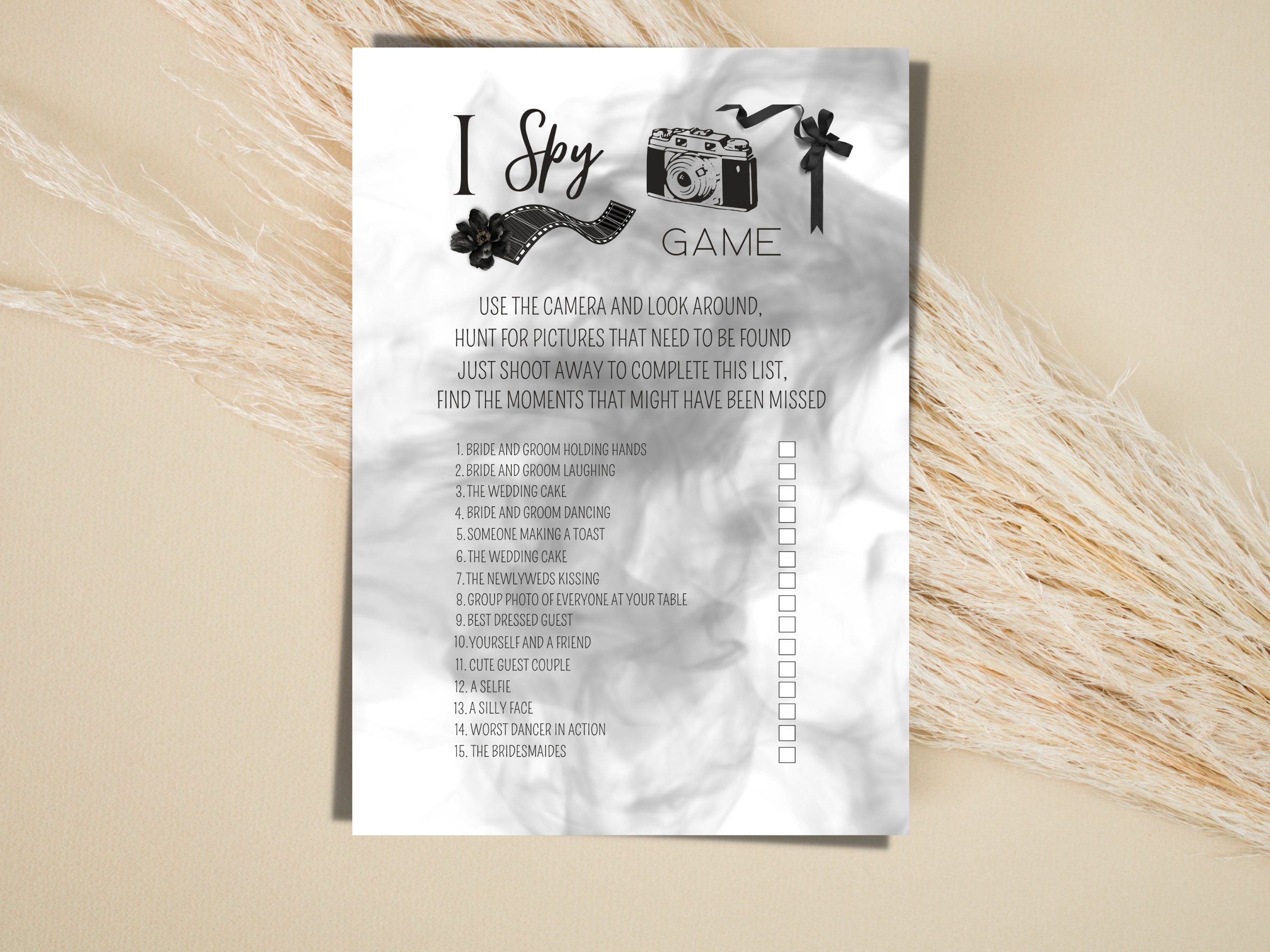 Editable I Spy Wedding Game Template, Printable Camera Wedding Game ...