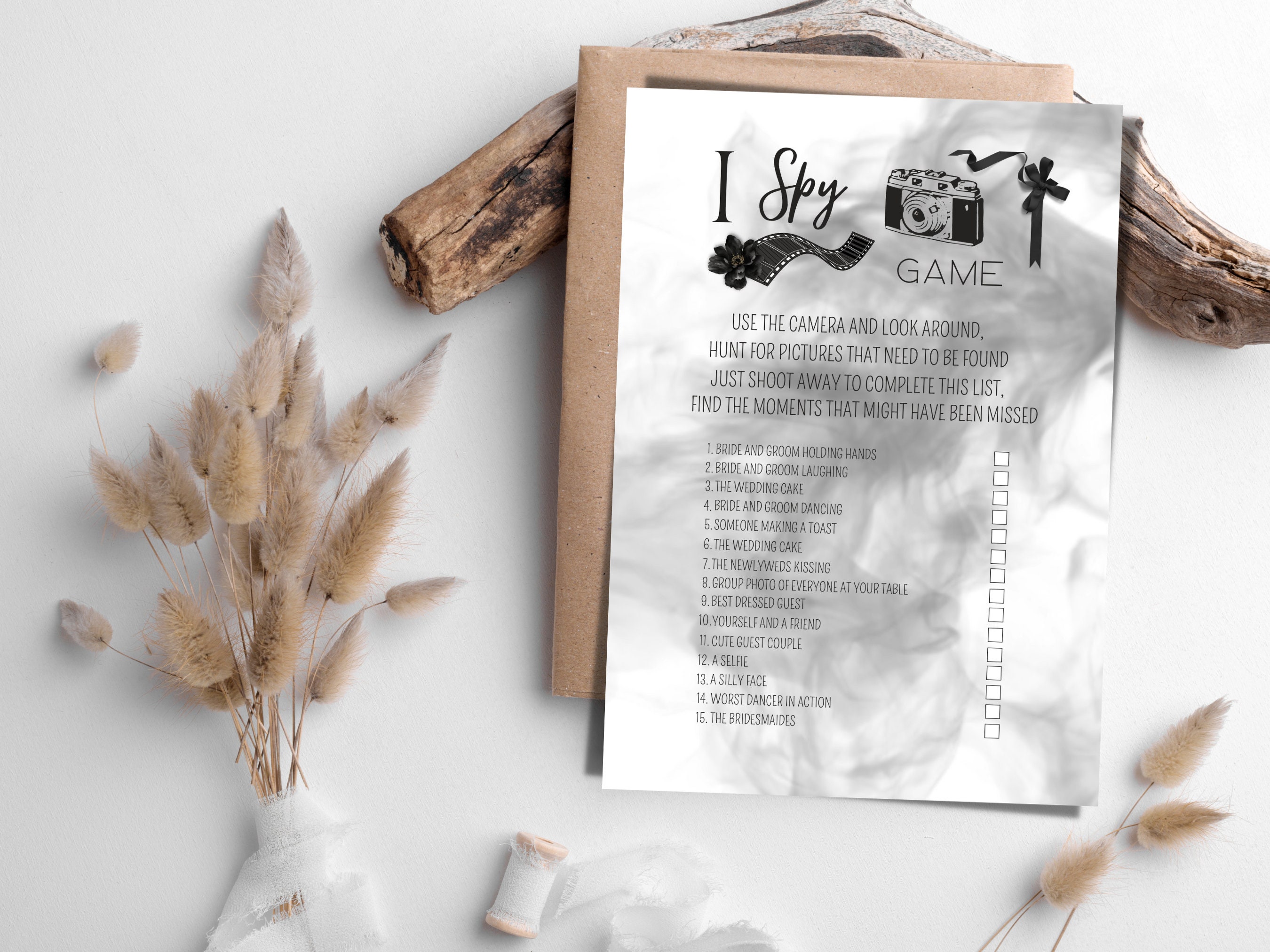 Editable I Spy Wedding Game Template, Printable Camera Wedding Game ...