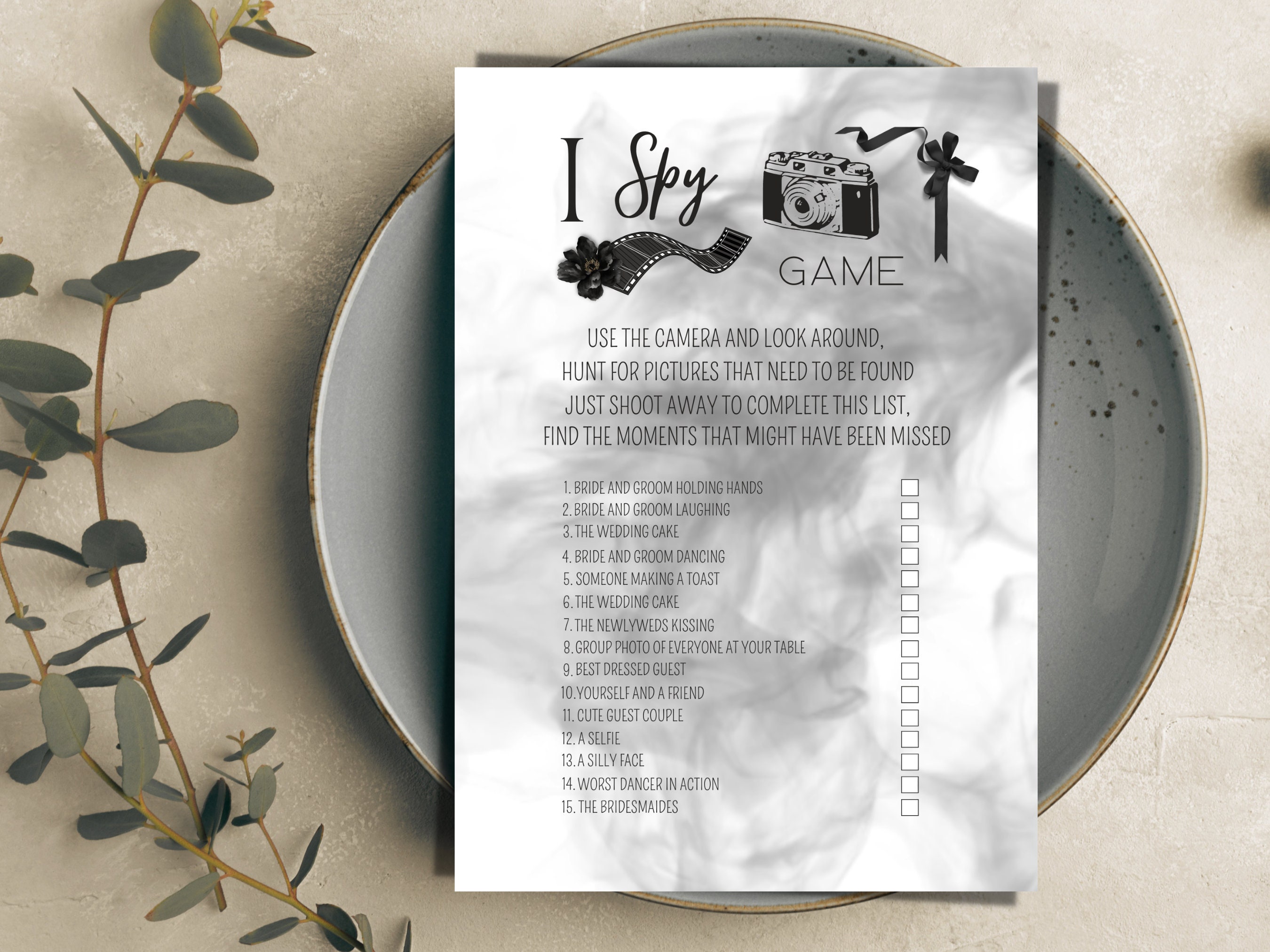 Editable I Spy Wedding Game Template, Printable Camera Wedding Game ...