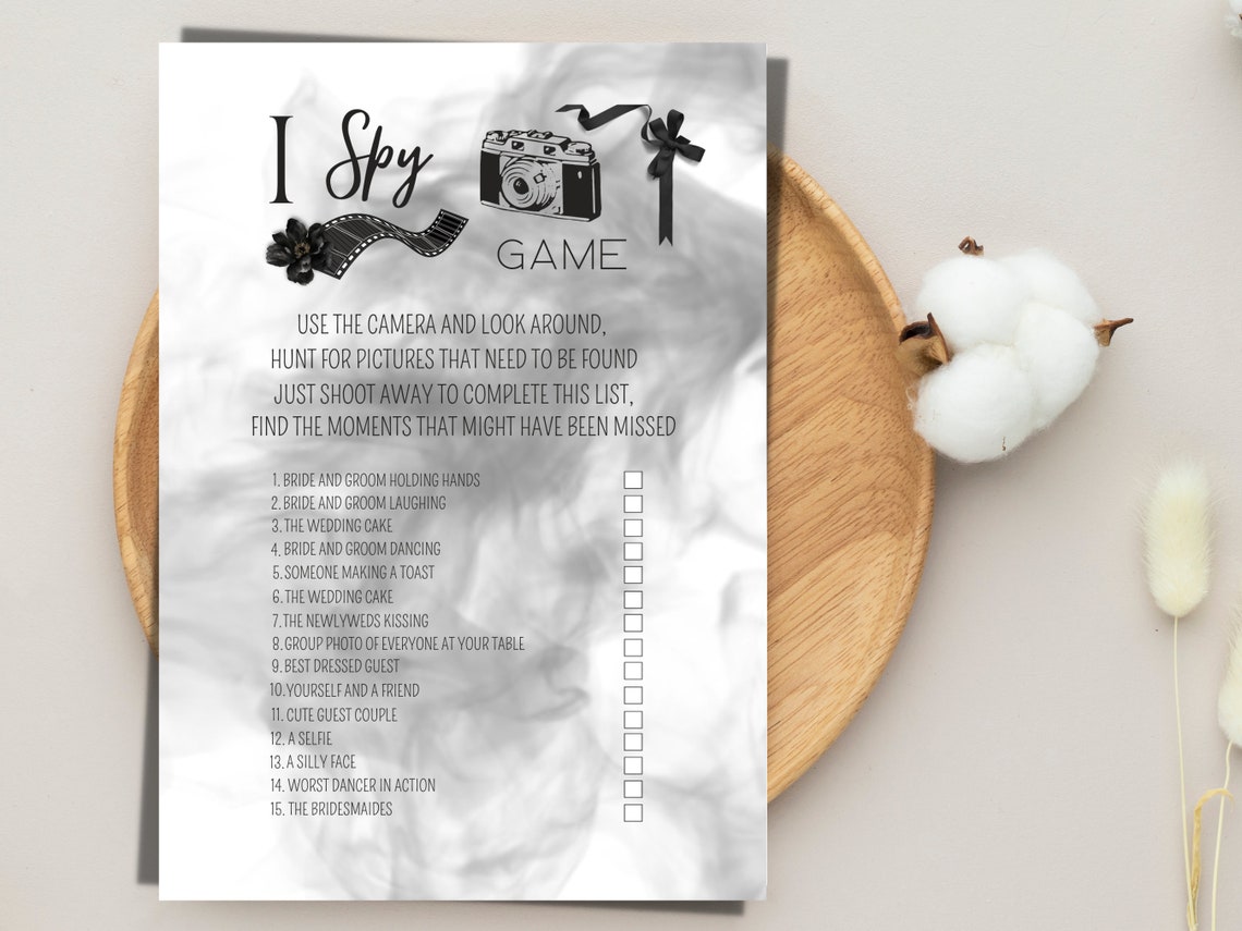 Editable I Spy Wedding Game Template, Printable Camera Wedding Game ...