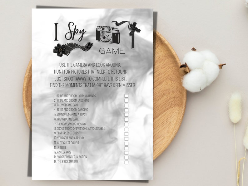 Editable I Spy Wedding Game Template, Printable Camera Wedding Game ...